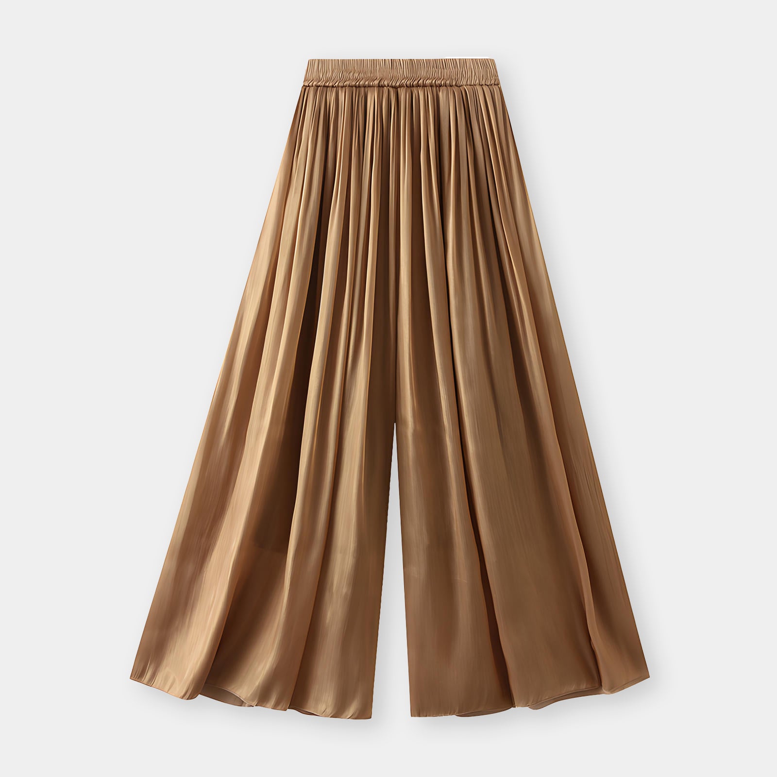 Pearlescent Lustre Wide Leg Skirt Pants - 6806_KHAKI