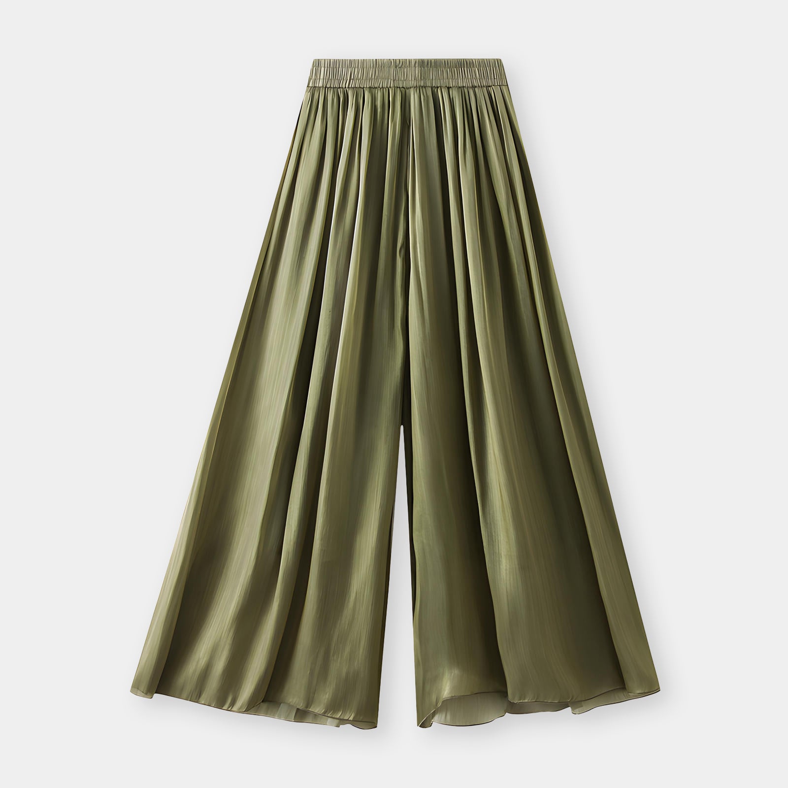 Pearlescent Lustre Wide Leg Skirt Pants - 6806_GREEN