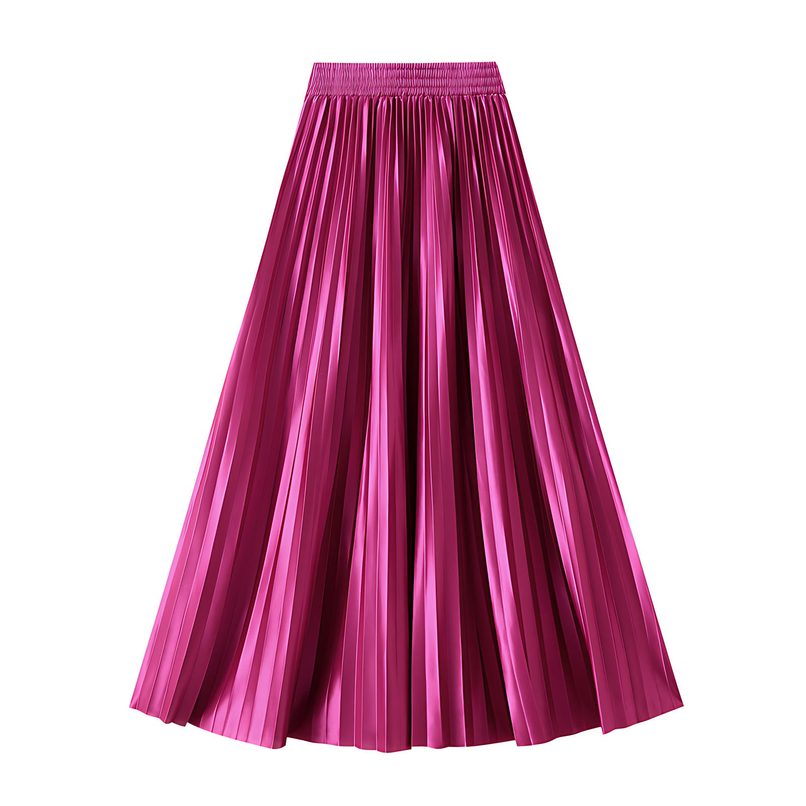 High-Gloss Pleated A-Line Skirt - 8059_PURPLE