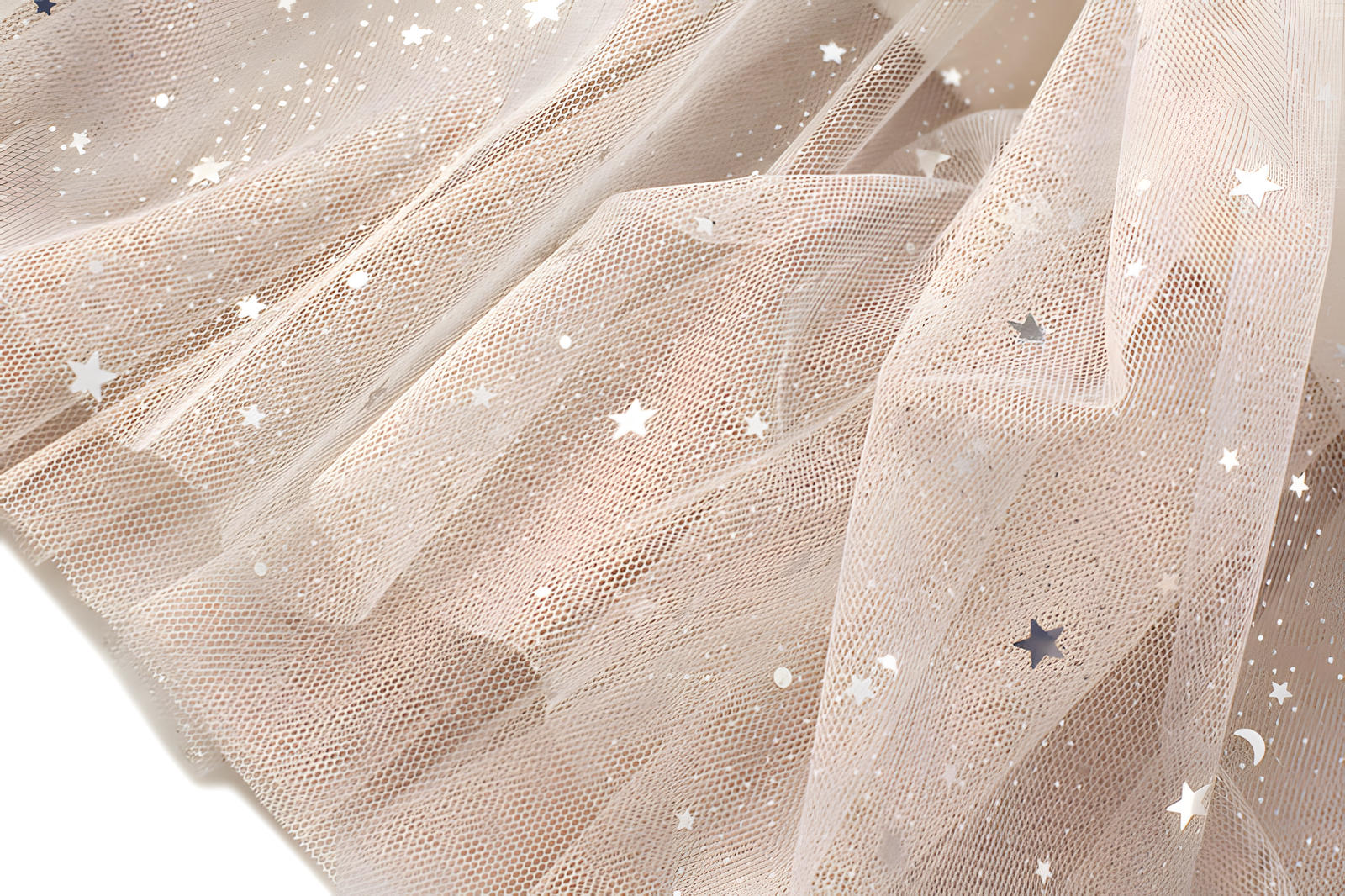 Star Sequin Mesh A Line Skirt - 8170_APRICOT