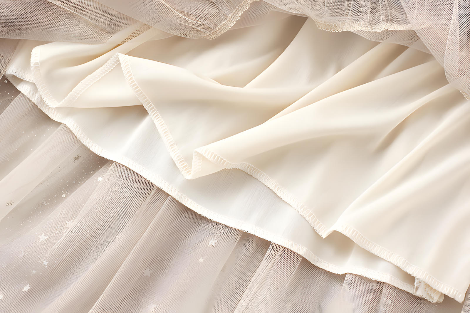 Star Sequin Mesh A Line Skirt - 8170_APRICOT