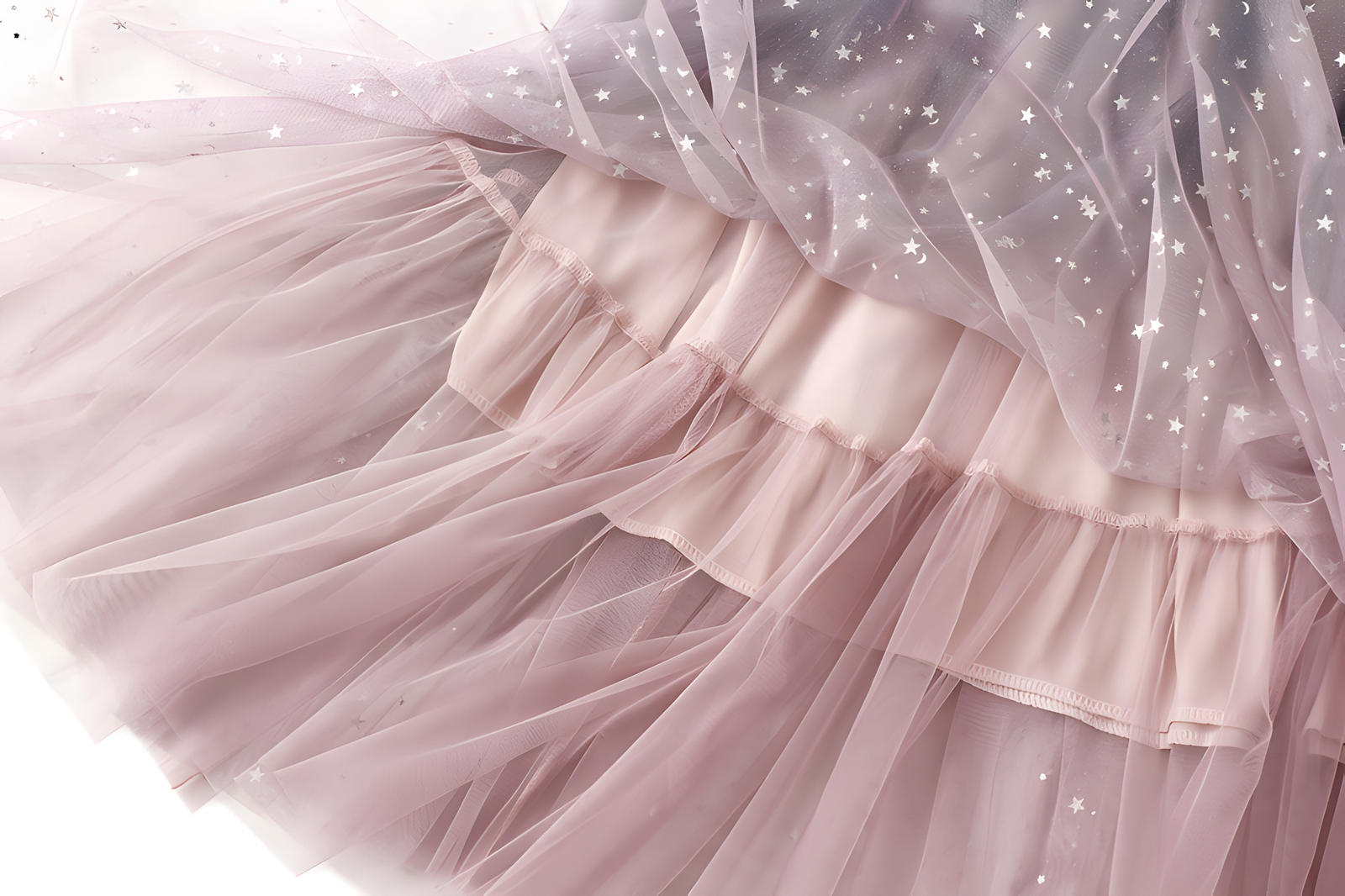 Star Sequin Mesh A Line Skirt - 8170_PINK