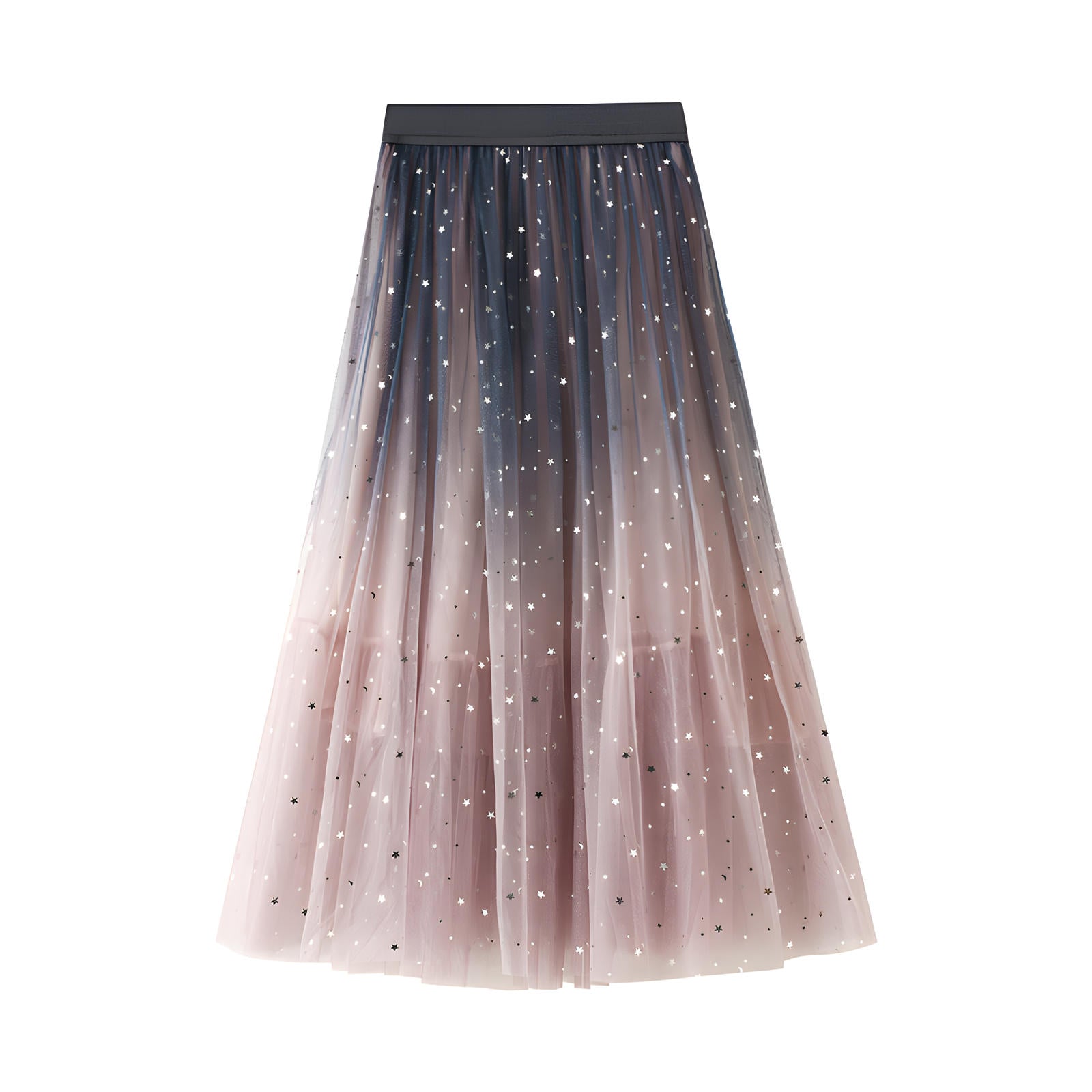 Star Sequin Mesh A Line Skirt - 8170_PINK
