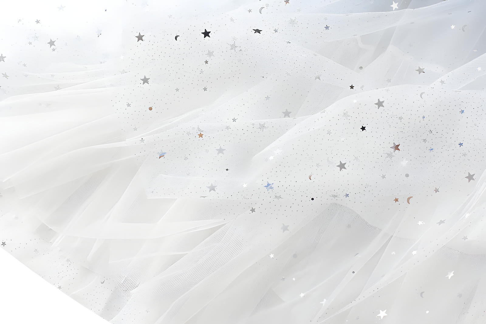 Star Sequin Mesh A Line Skirt - 8170_WHITE