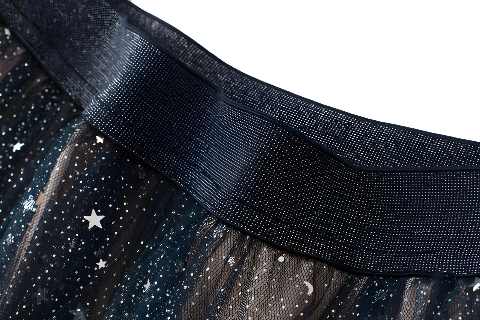 Star Sequin Mesh A Line Skirt - 8170_APRICOT