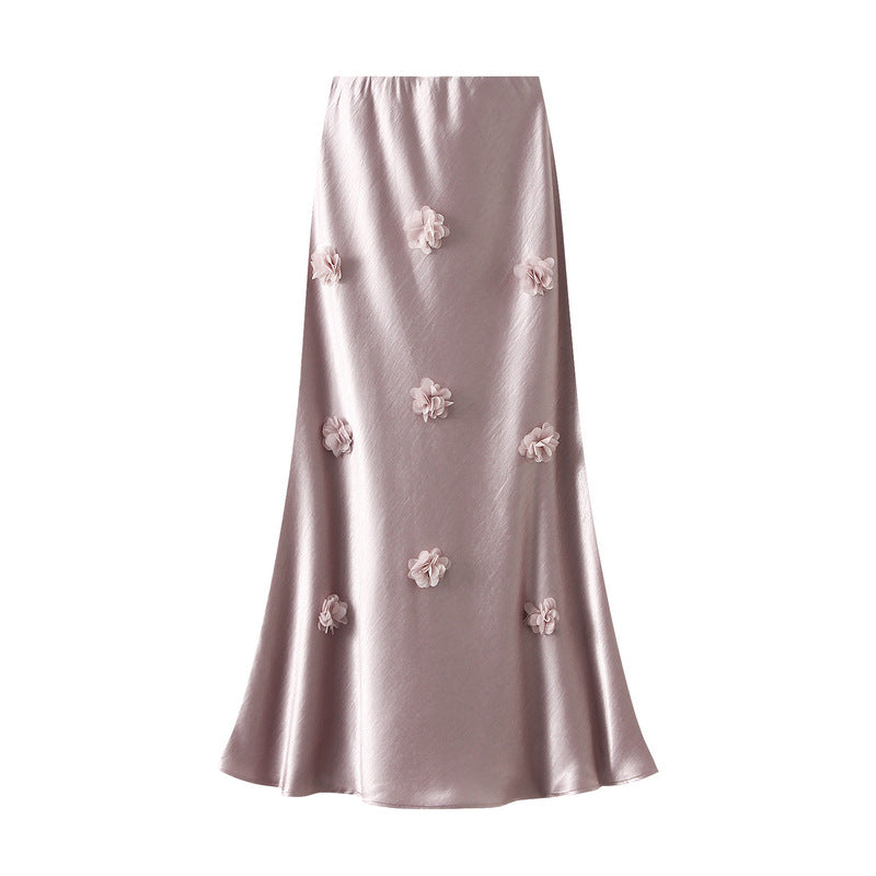 Light Pink Floral Applique Slip Skirt