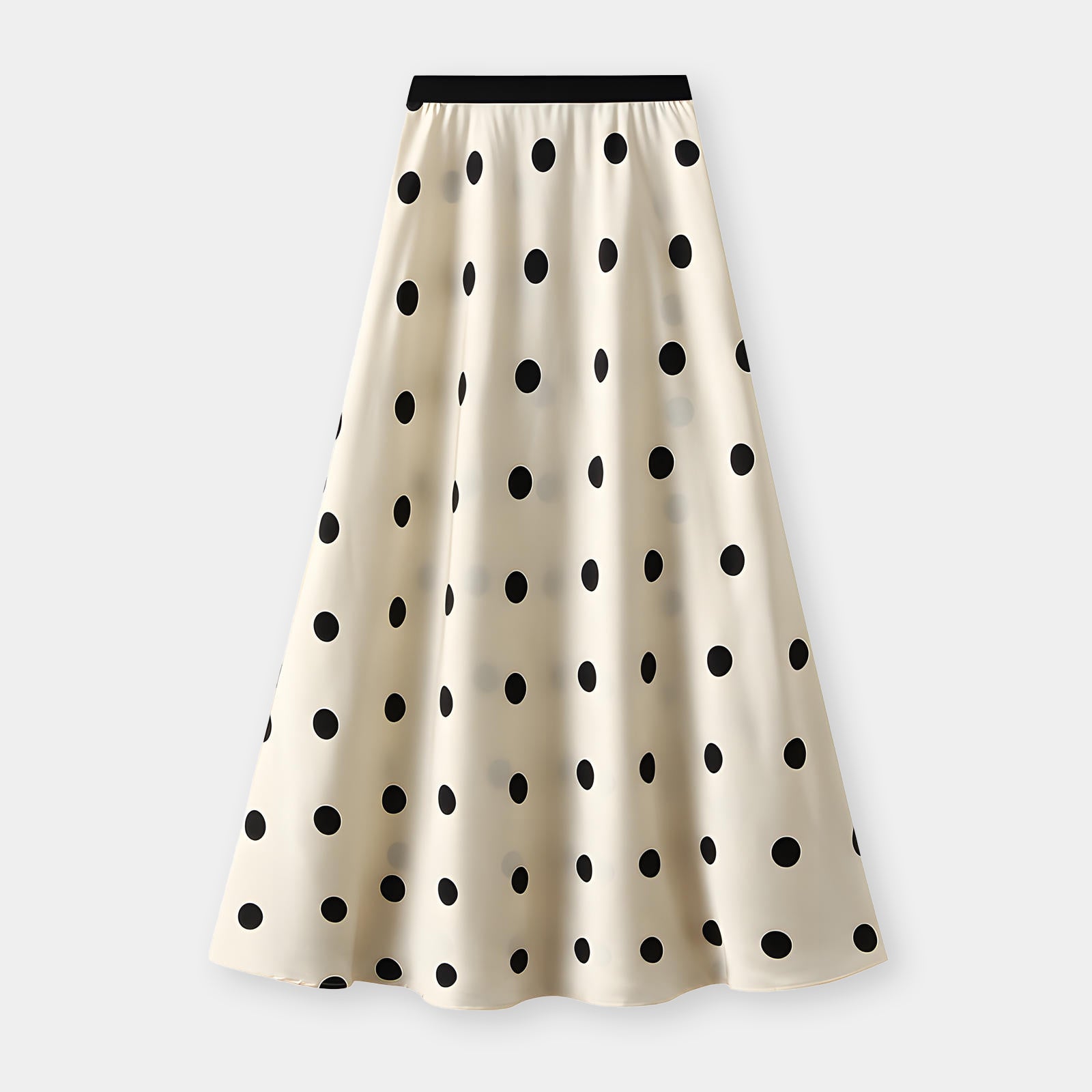 Polka Dot Retro A Line Satin Skirt - 9830_Big_WHITE
