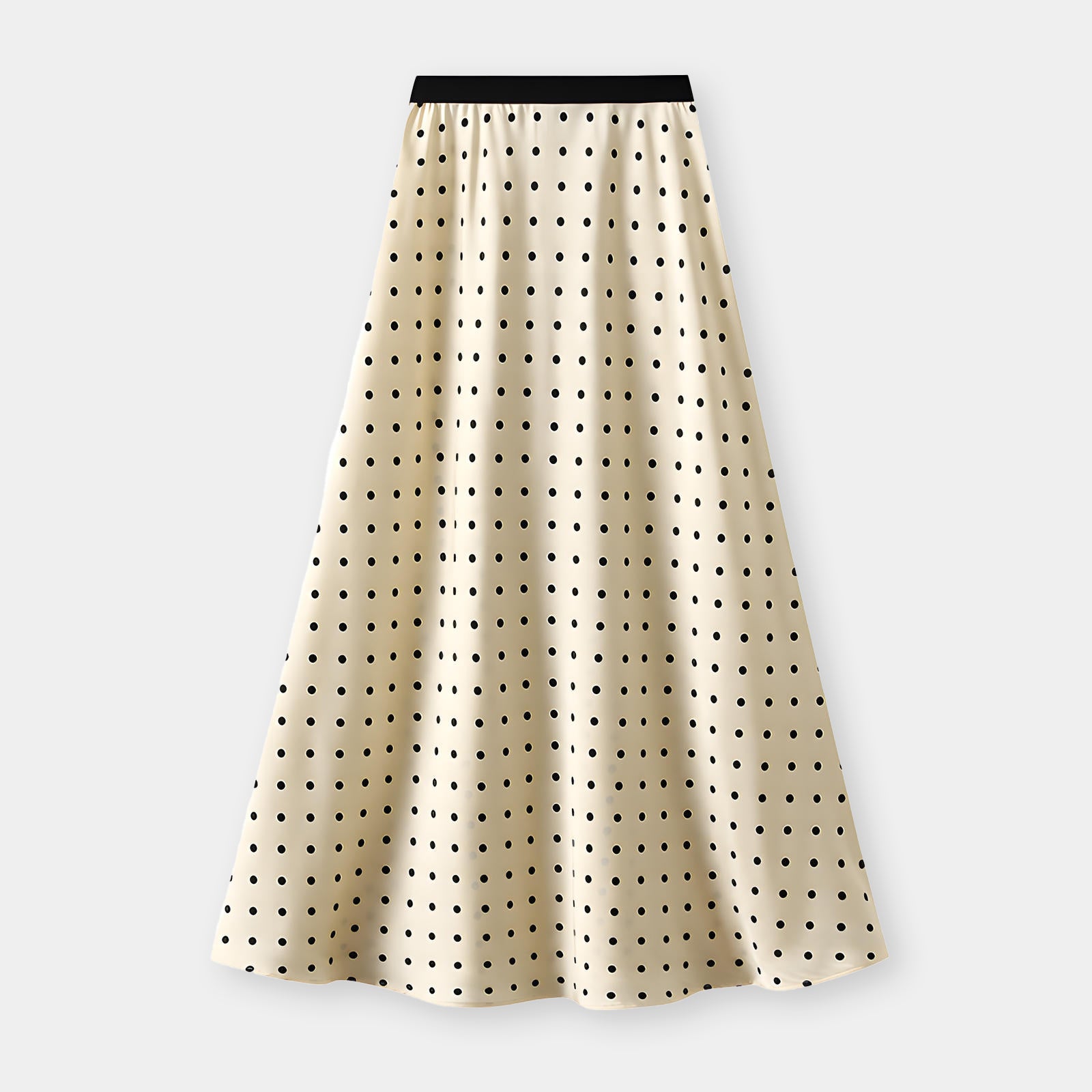 Small Polka Dot Retro A-Line Satin Skirt - 9830_small_WHITE