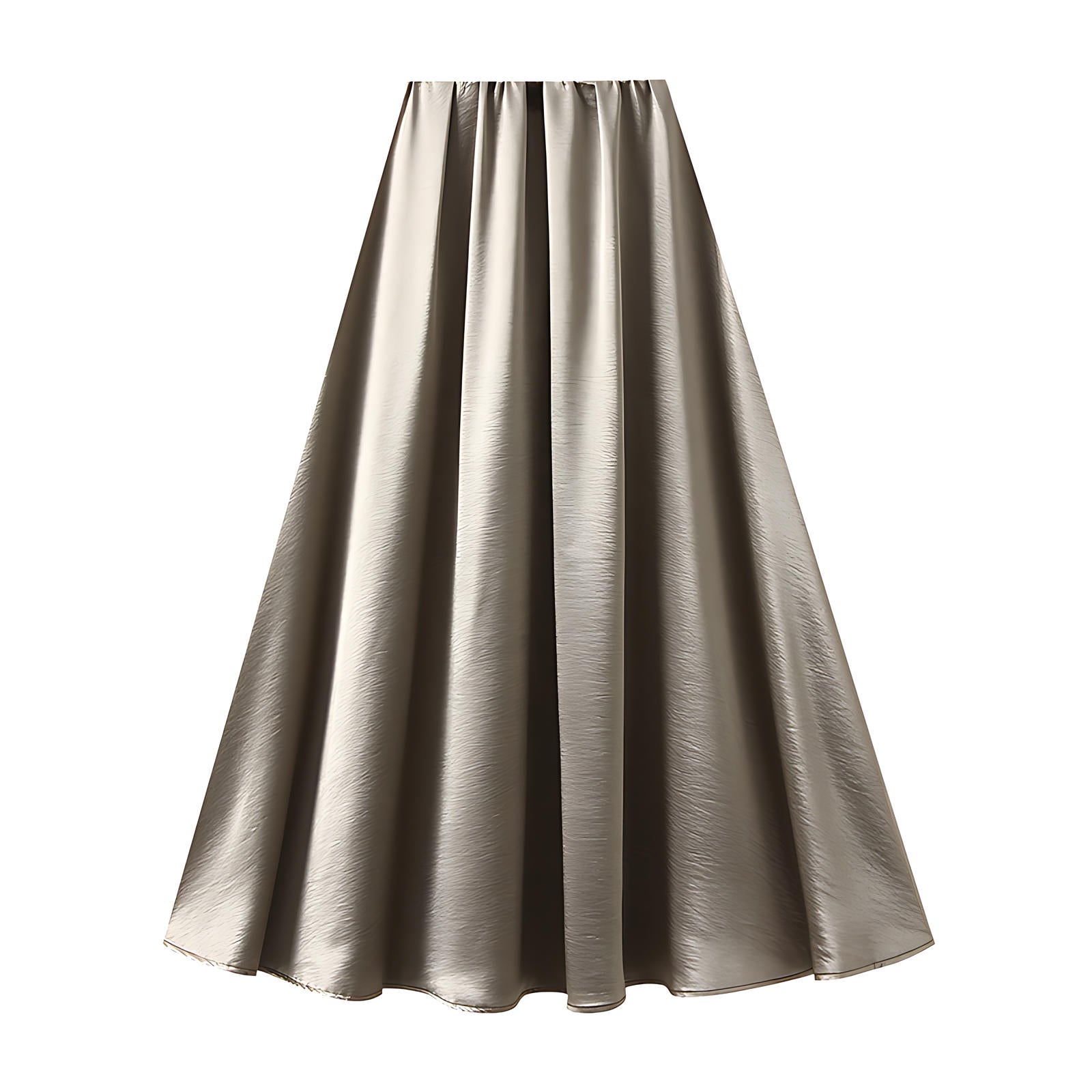 Luxe Satin Drape A-Line Skirt with Fluid Elegance - 9903-1_CHAMPAGNE_L