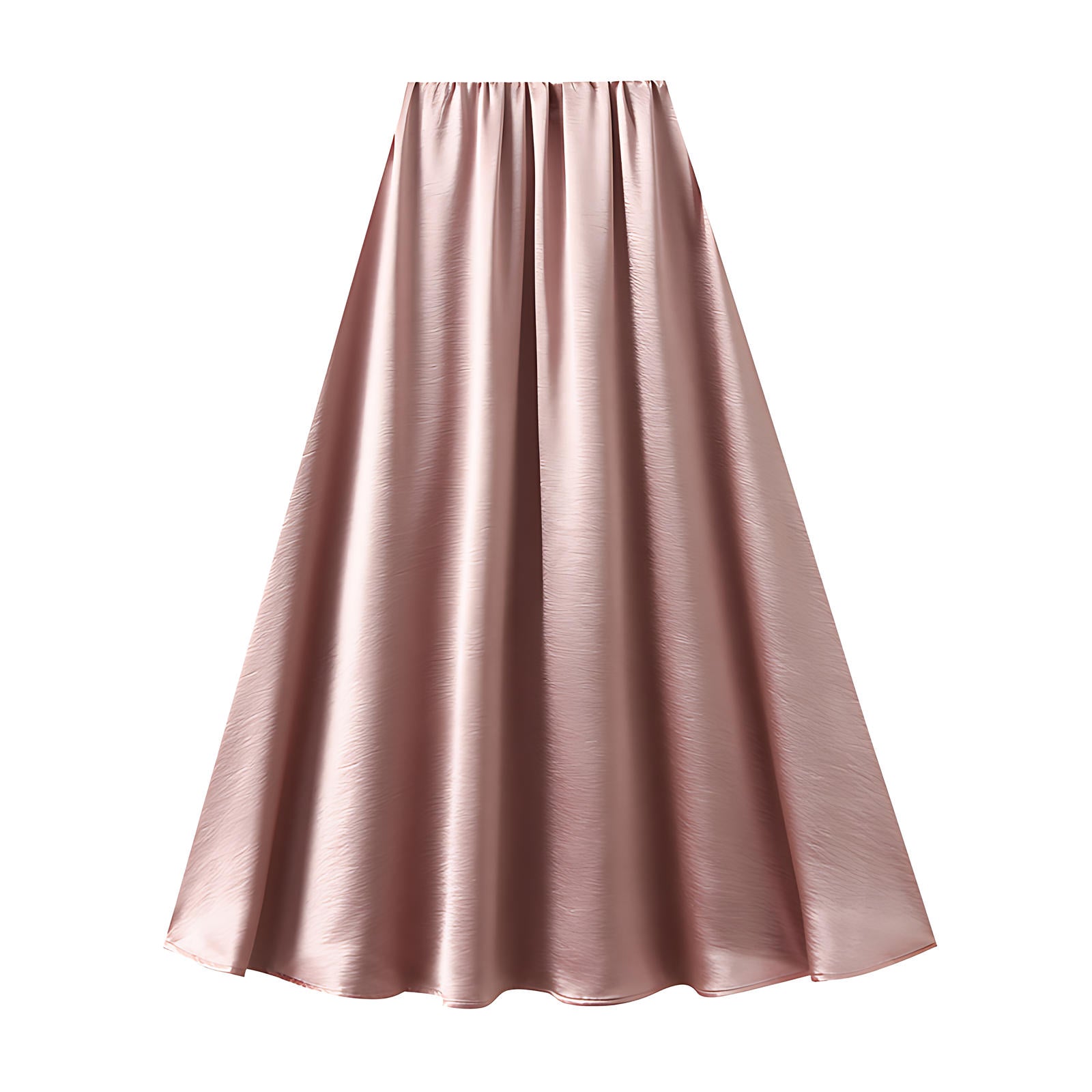 Luxe Satin Drape A-Line Skirt with Fluid Elegance - 9903-1_PINK_L