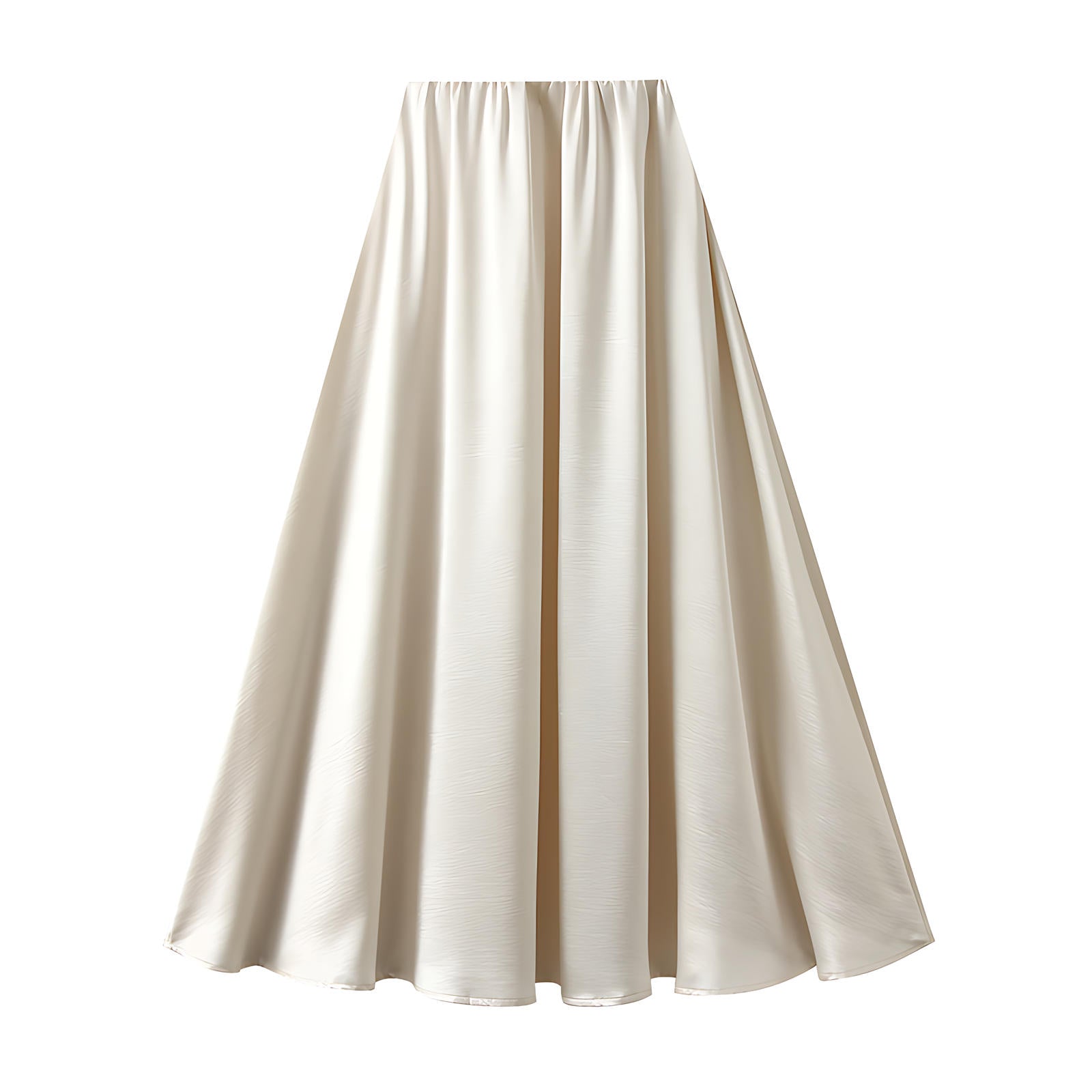 Luxe Satin Drape A-Line Skirt with Fluid Elegance - 9903-1_APRICOT_L