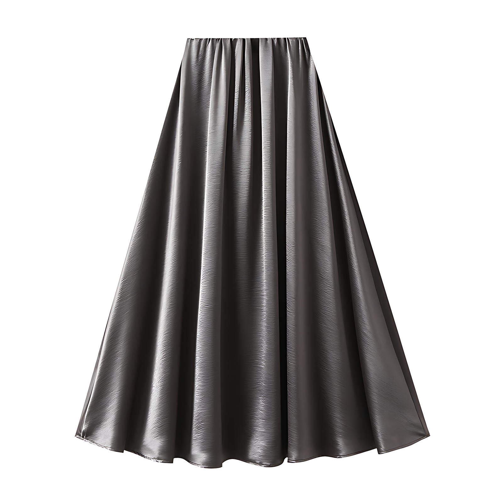 Luxe Satin Drape A-Line Skirt with Fluid Elegance - 9903-1_GREY_L