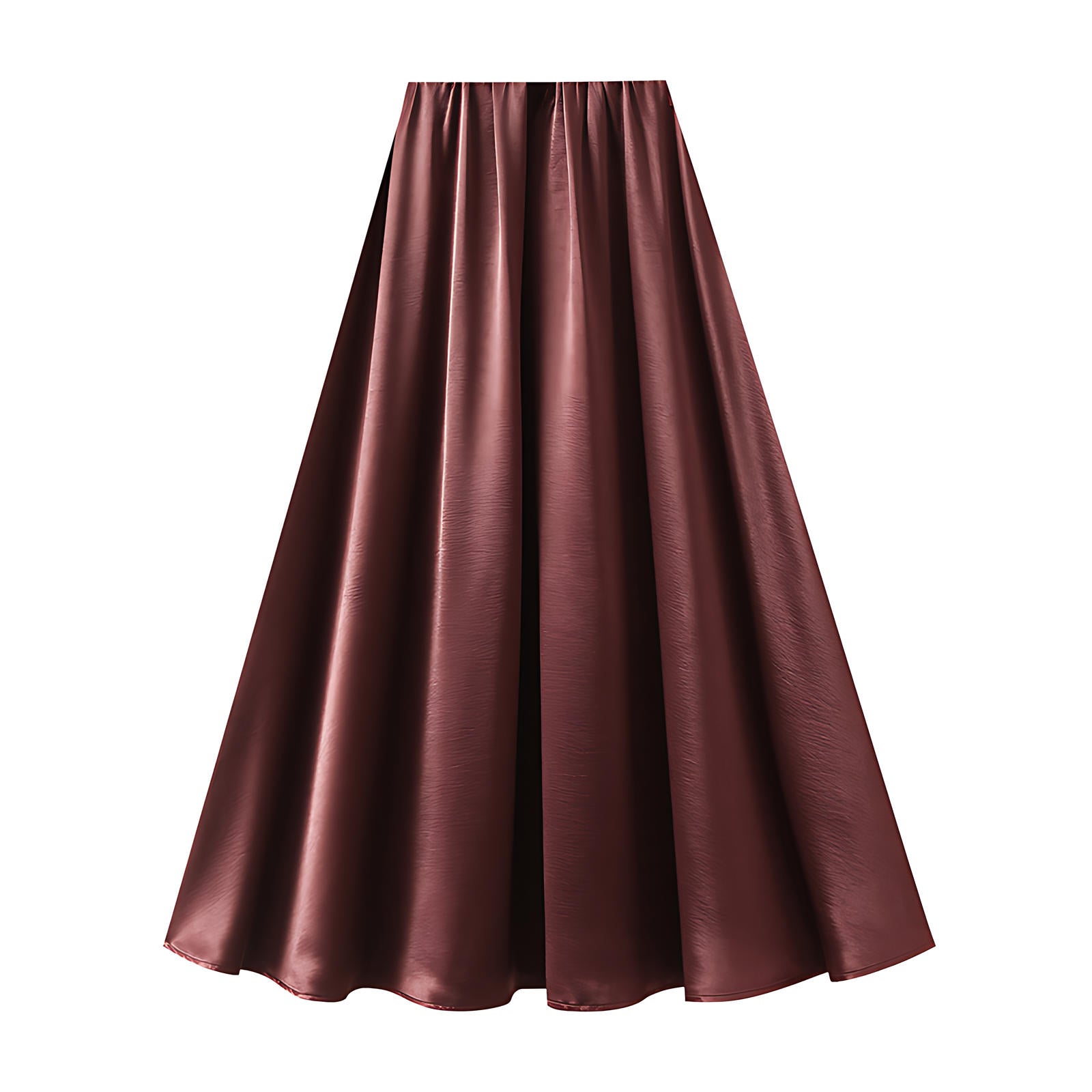 Luxe Satin Drape A-Line Skirt with Fluid Elegance - 9903-1_WINERED_L