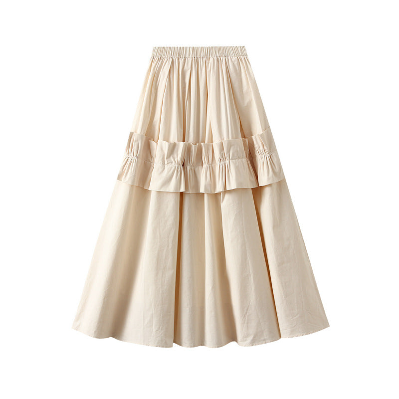 Elegant Ruffle-Tiered A-Line Maxi Skirt - 2507_APRICOT