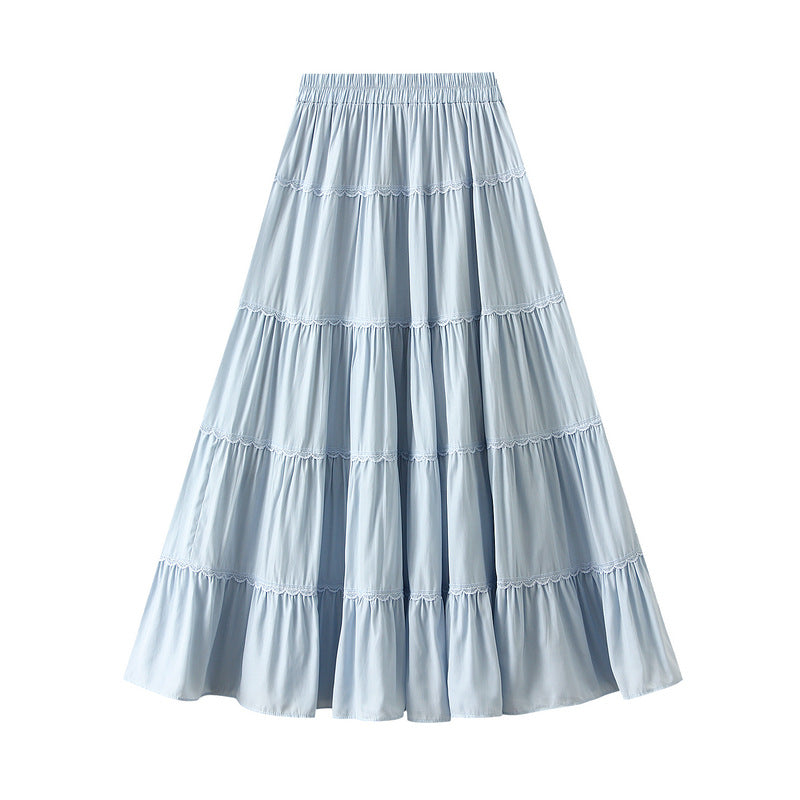 Cascade Tiered Maxi Skirt - 9078_BLUE