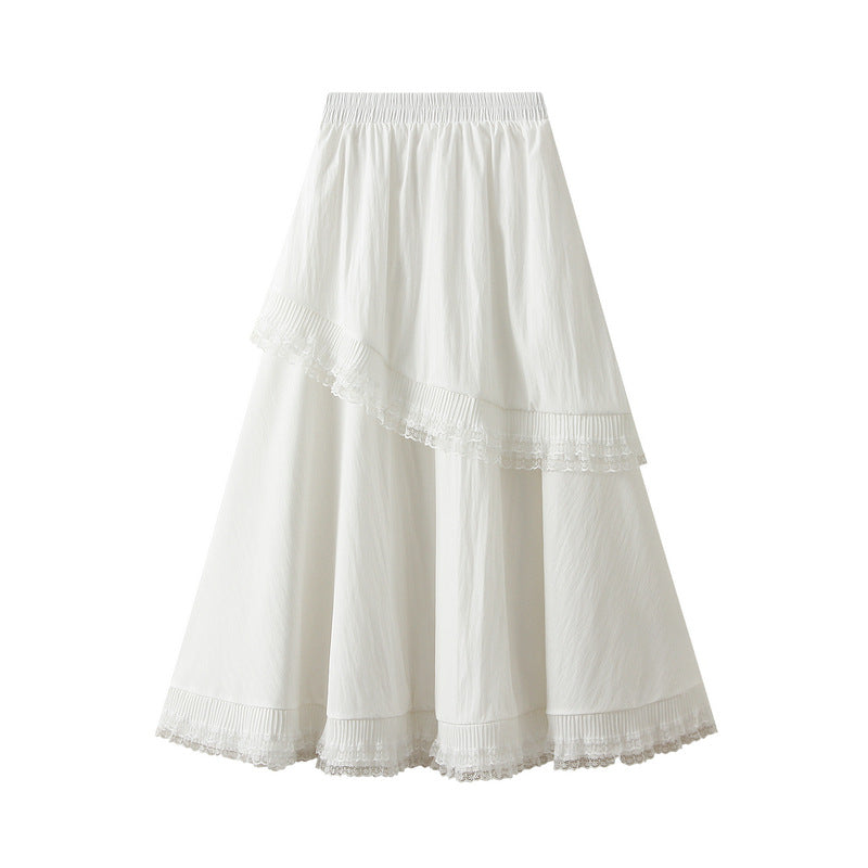 Victorian Lace-Trim Skirt - K538_WHITE