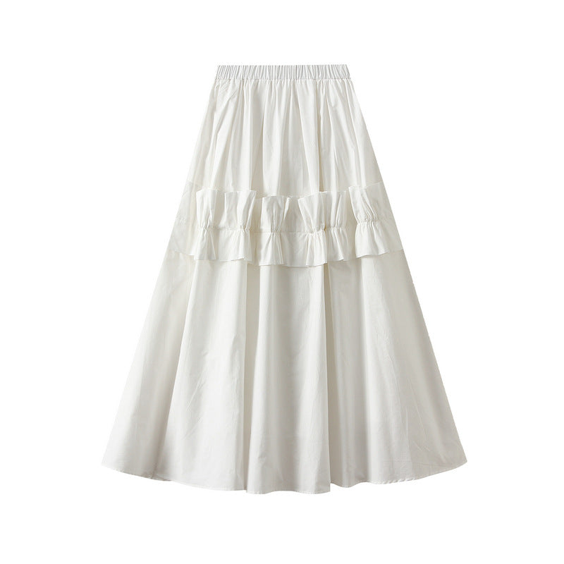 Elegant Ruffle High-Waist Maxi Skirt - 2507_WHITE