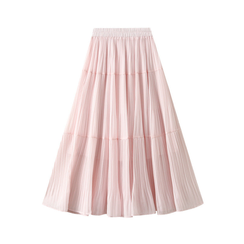 Ethereal Pleat Midi Skirt - 9188_PINK