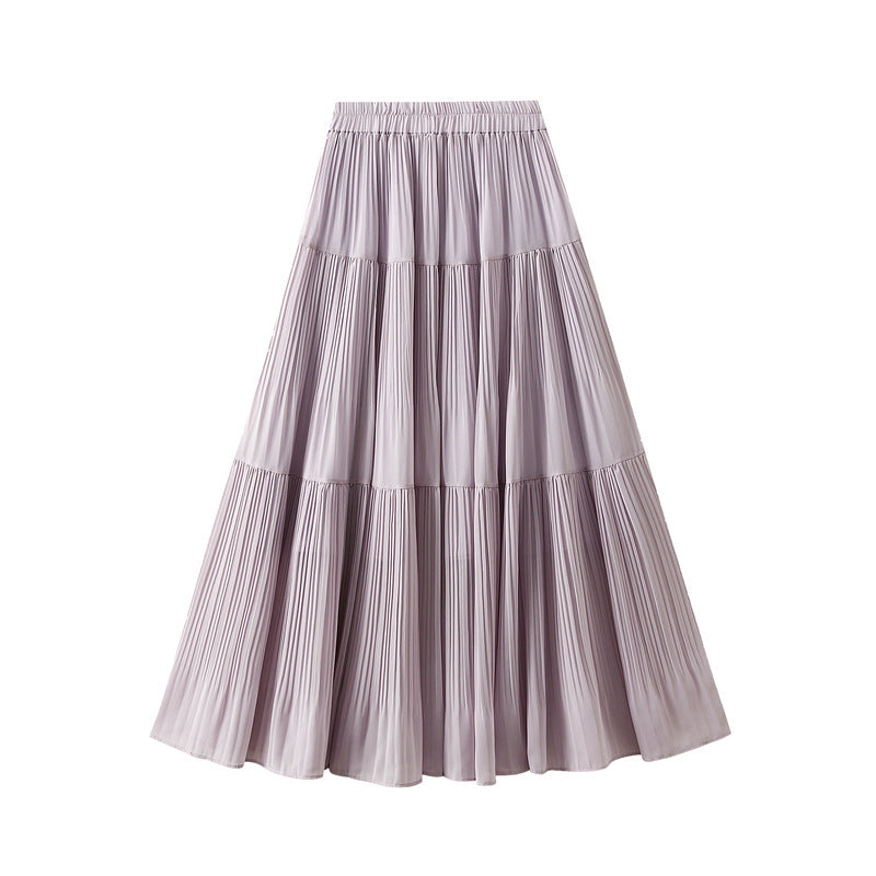 Lavender Dream Tiered Pleated Midi Skirt - 9188_PURPLE