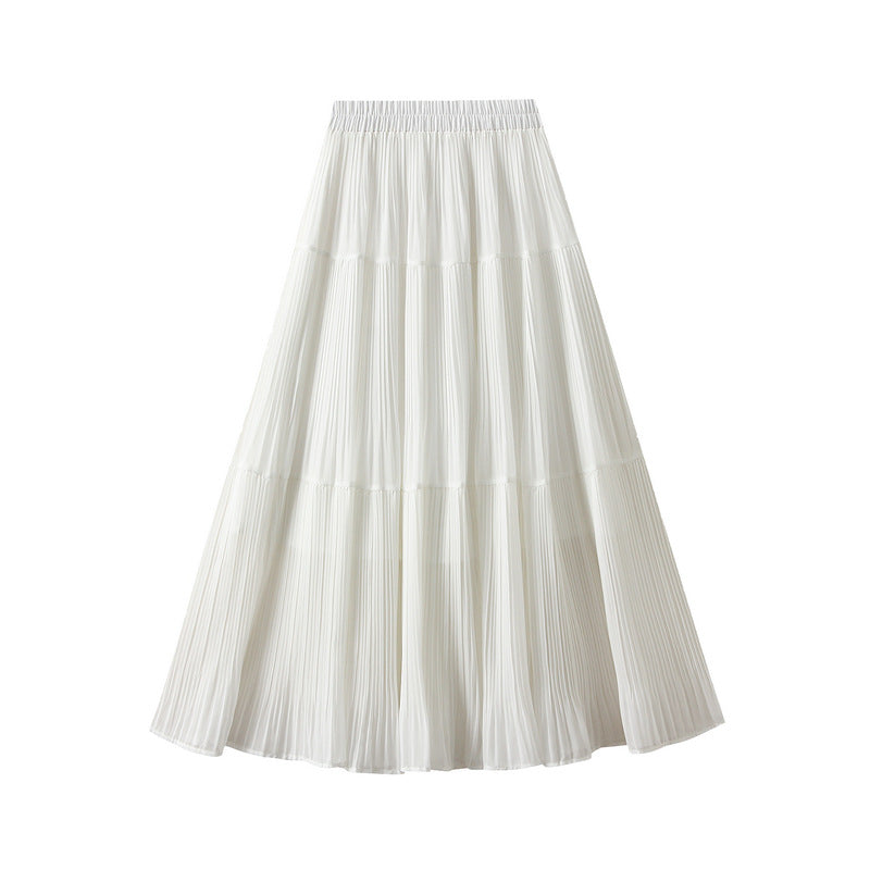 Ivory Breeze Tiered Pleated Skirt - 9188_WHITE