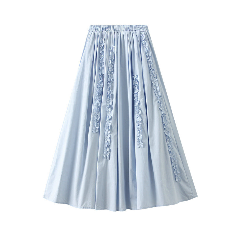 Sky Ruffle A-Line Skirt With Pocket - 2506_BLUE