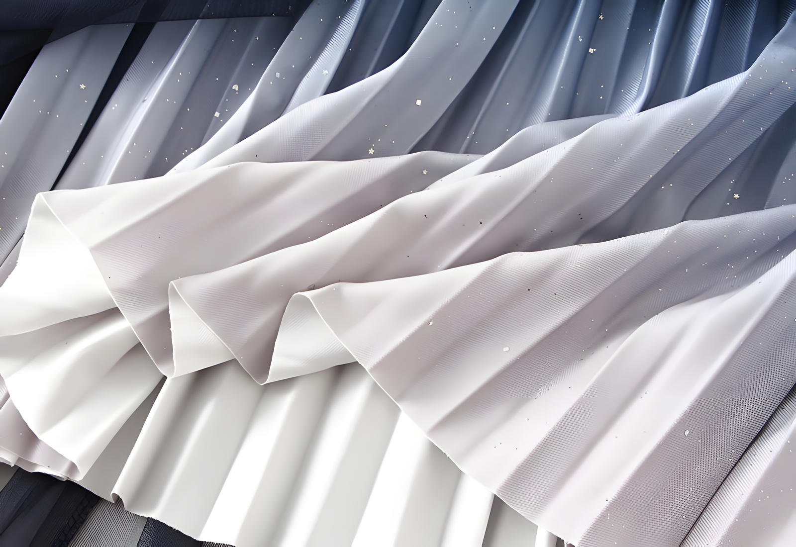 Starry Sky Gradient Pleated Mesh Skirt - D1810_STR_BLUE