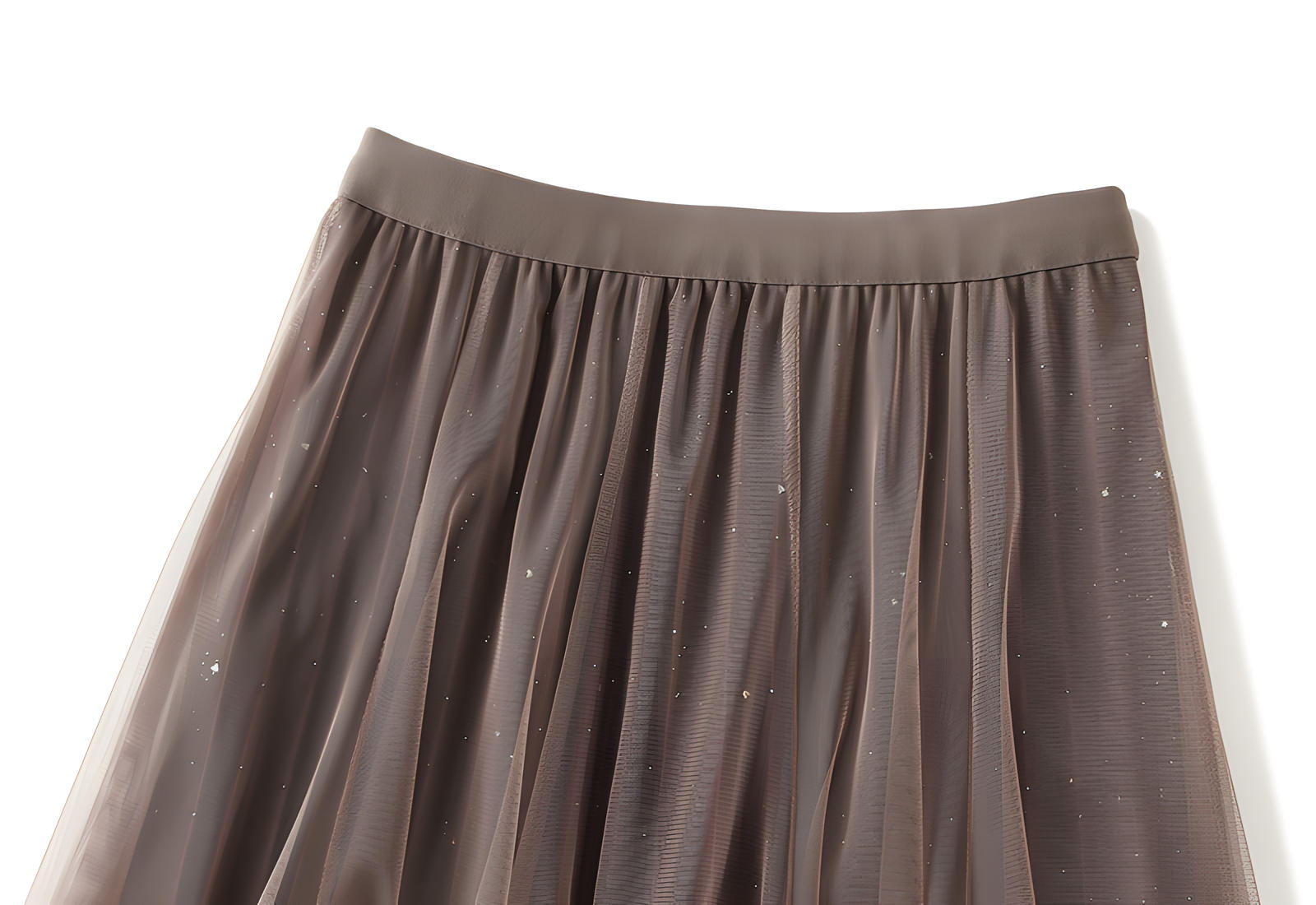 Starry Sky Gradient Pleated Mesh Skirt - D1810_STR_BROWN