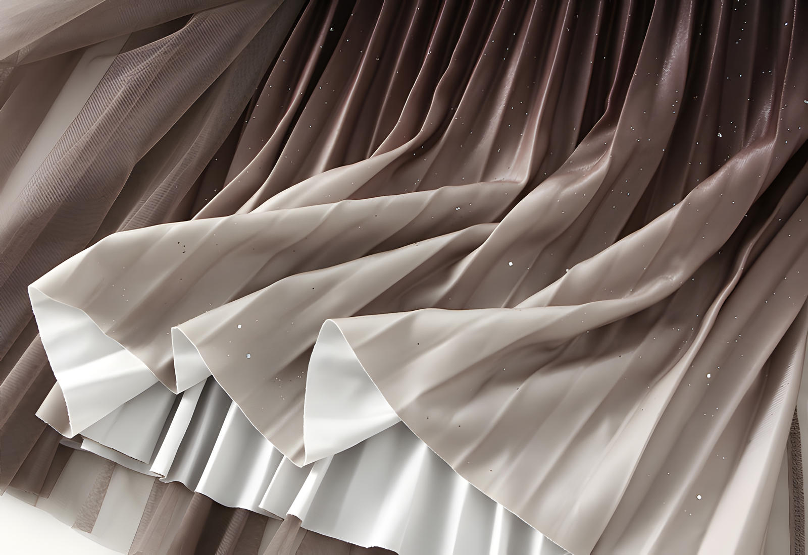 Starry Sky Gradient Pleated Mesh Skirt - D1810_STR_BROWN