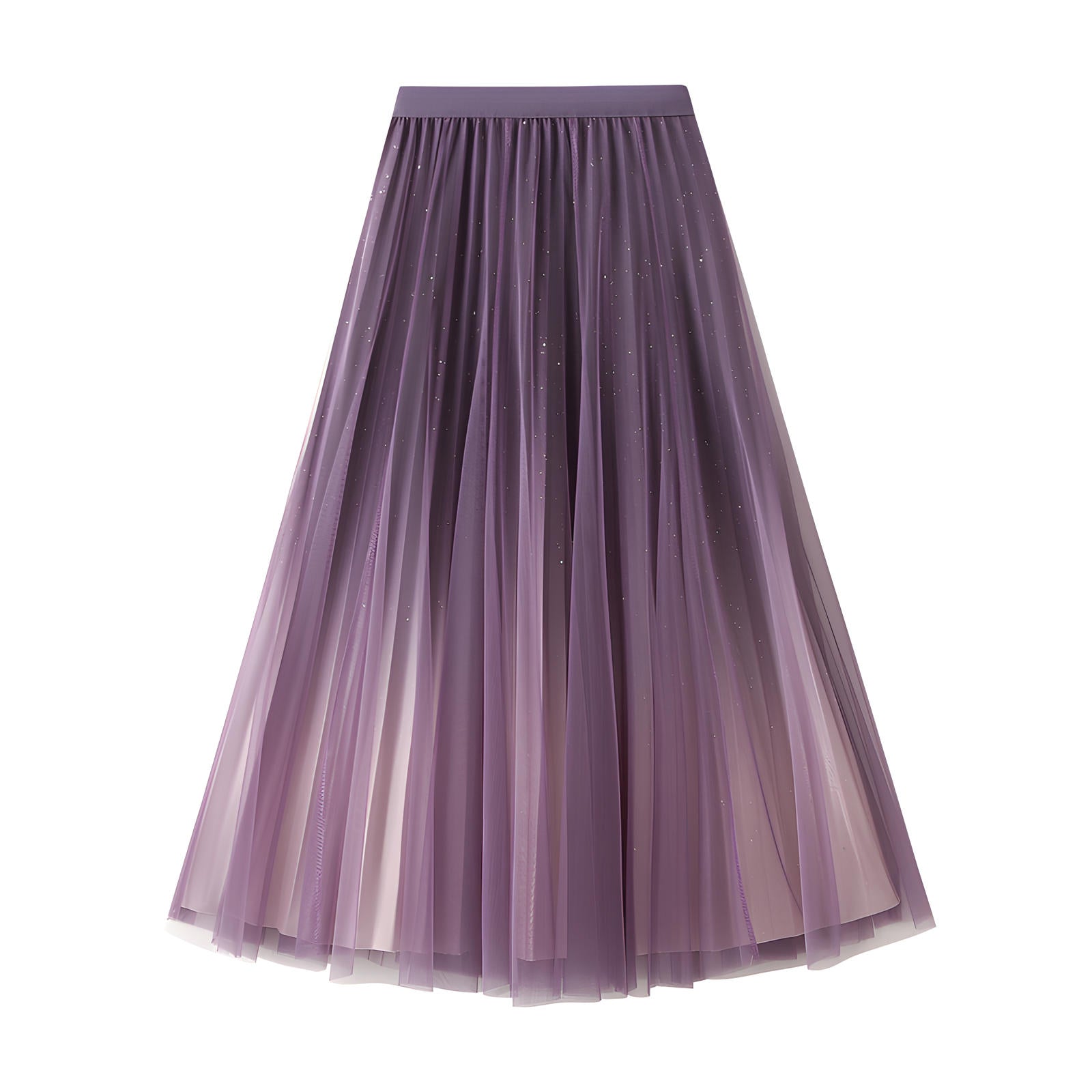 Starry Sky Gradient Pleated Mesh Skirt - D1810_STR_PURPLE