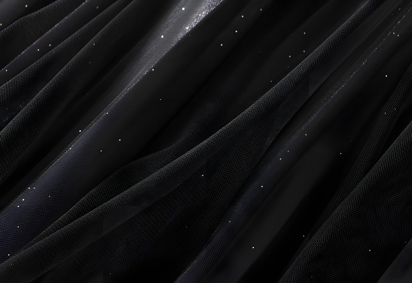 Starry Sky Gradient Pleated Mesh Skirt - D1810_STR_BLACK