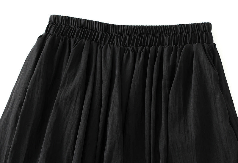 Black Balloon Hem Shorts With Pocket