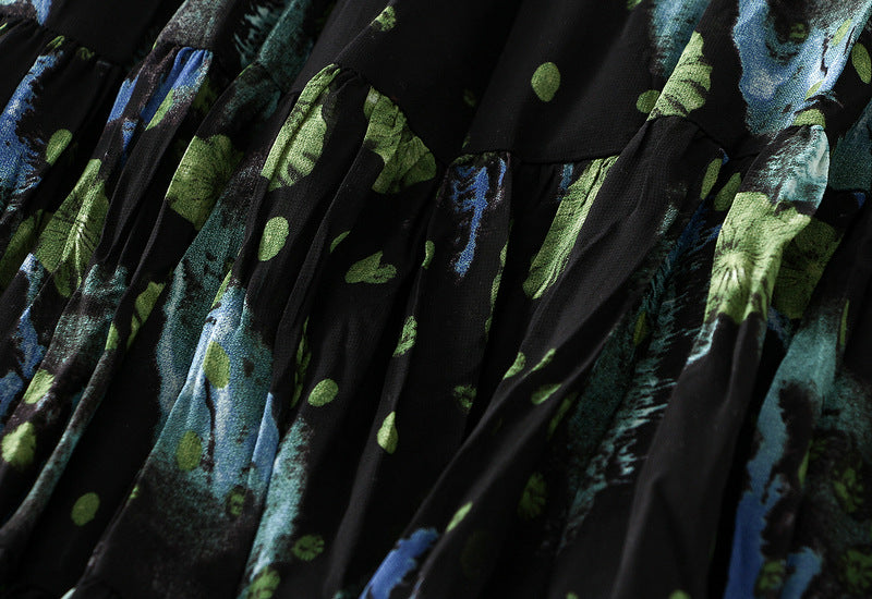 Midnight Lily Pleated Skirt- 9908_GREEN