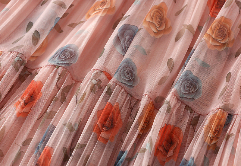 Reversible Rosewood Garden Pleated Skirt - 8331_PINK