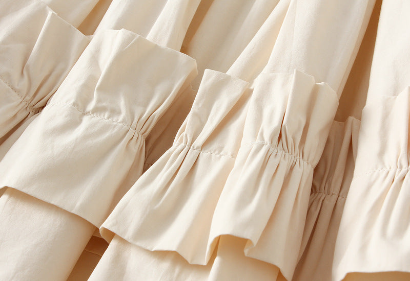 Elegant Ruffle-Tiered A-Line Maxi Skirt - 2507_APRICOT