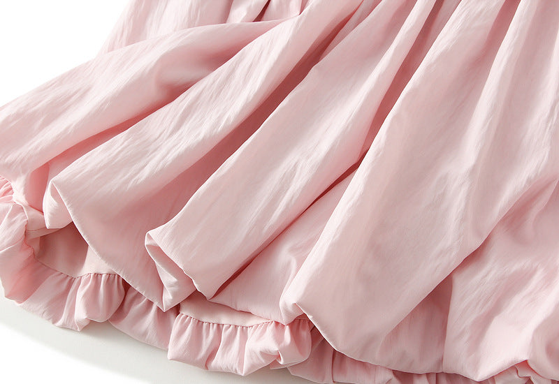 Pink Bubble Hem Mini Skirt