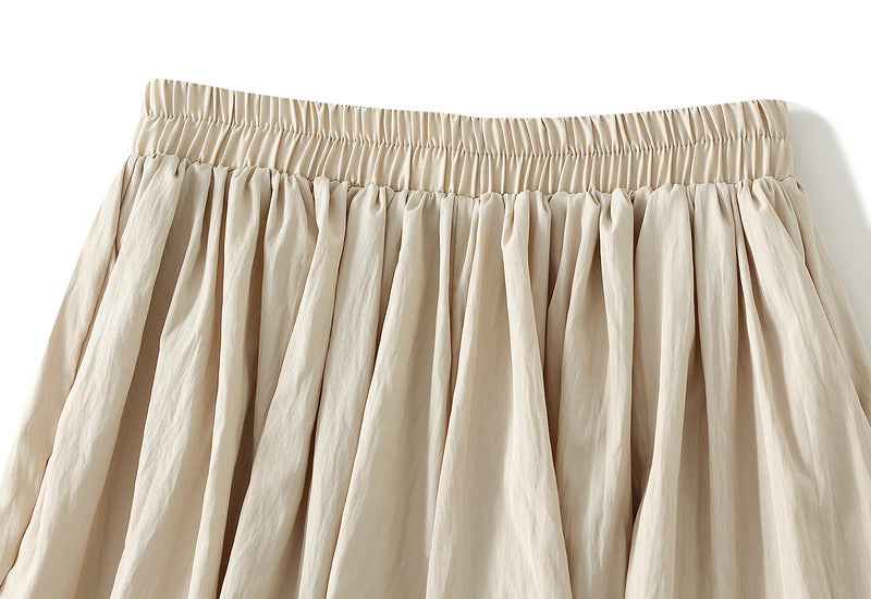 Beige Balloon Hem Shorts With Pocket