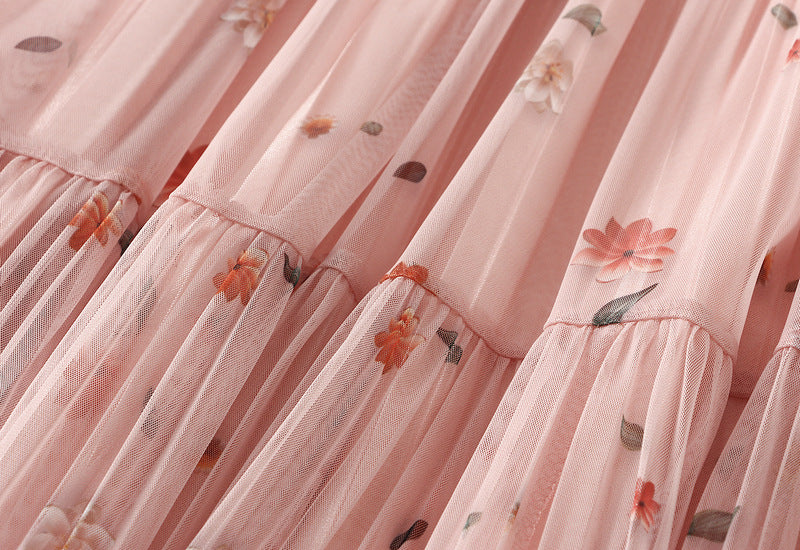 Reversible Blush Bloom Tiered Skirt - 8935_PINK