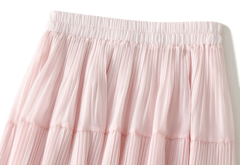 Ethereal Pleat Midi Skirt - 9188_PINK