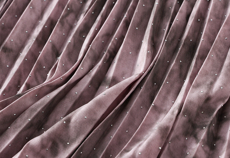 Blush Marble Pleated Maxi Skirt