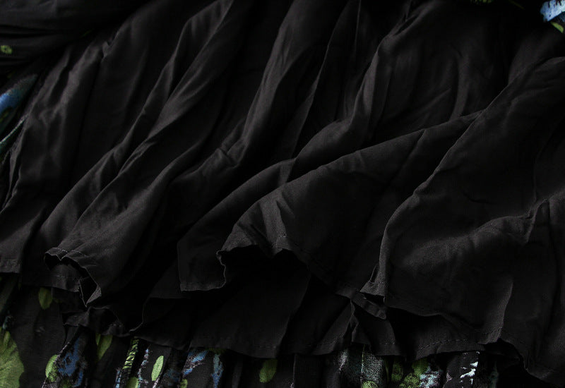 Midnight Lily Pleated Skirt- 9908_GREEN