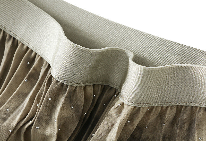 Marble Velvet Pleated Maxi Skirt