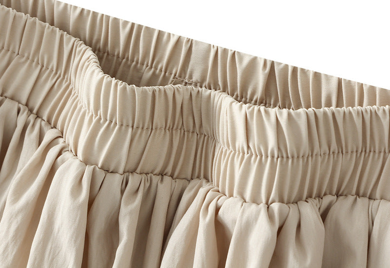 Beige Balloon Hem Shorts With Pocket