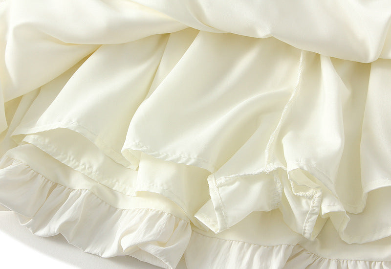 Ivory Bubble Hem Mini Skirt