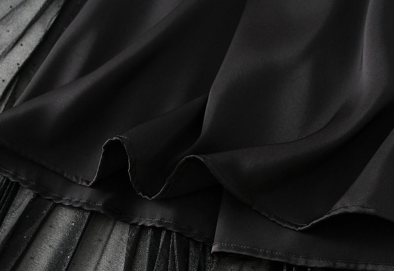 Sparkle Pleated Maxi Skirt – Midnight Black