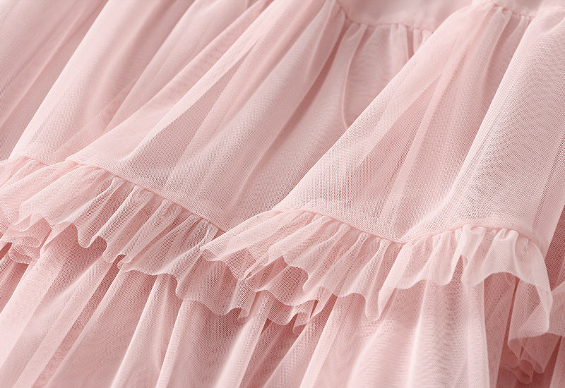 Pink Tiered Ruffle Tulle Skir