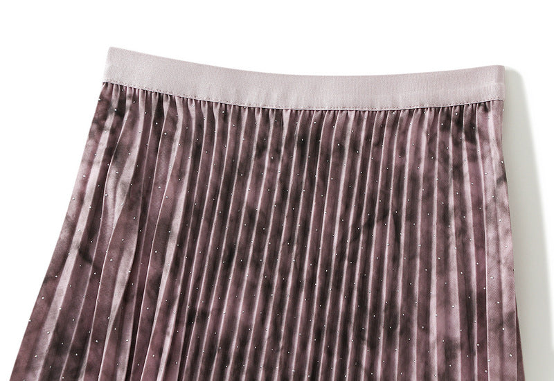 Blush Marble Pleated Maxi Skirt