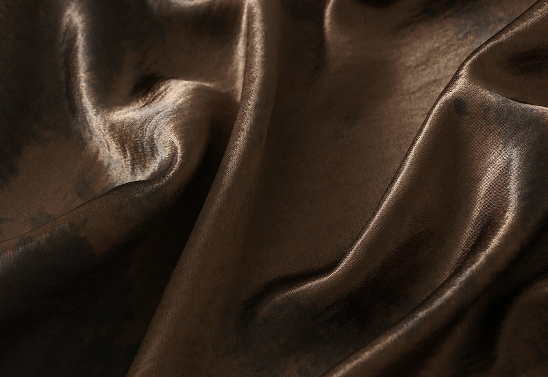 Bronze Luxe Satin Midi Skirt