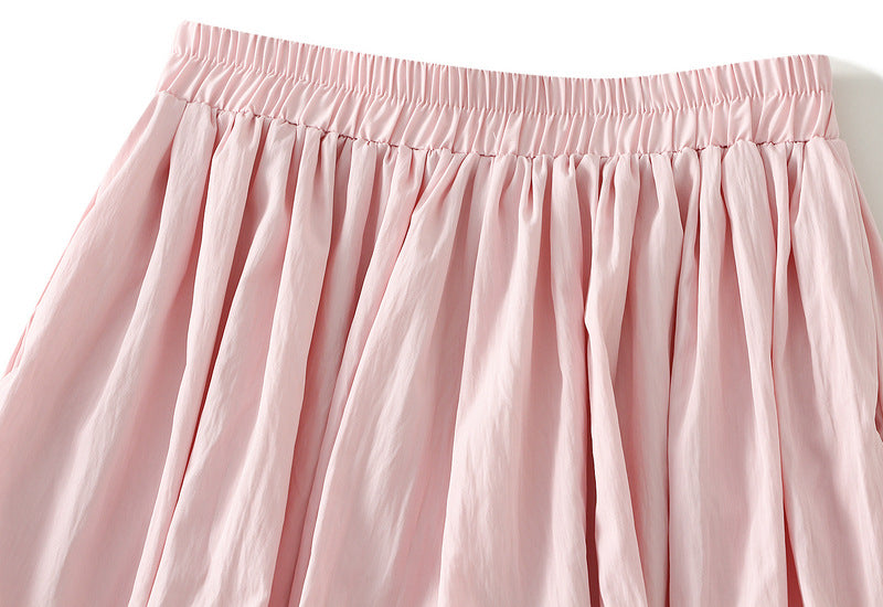 Pink Balloon Hem Shorts With Pocket