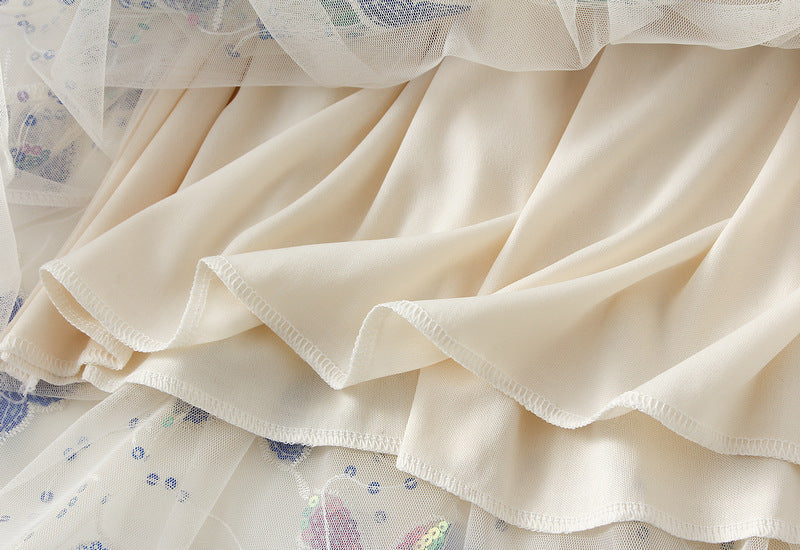 Butterfly Embroidered Tulle Maxi Skirt