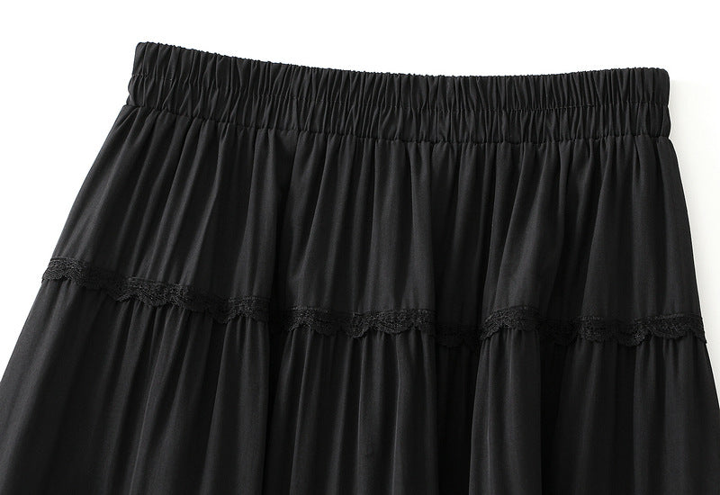 Midnight Whisper Tiered Maxi Skirt - 9078_BLACK